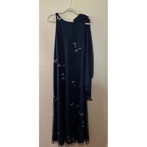 Virgo II Navy Silver Glitter Butterfly 90s Y2K Whimsigoth Dress Size 8 NWT